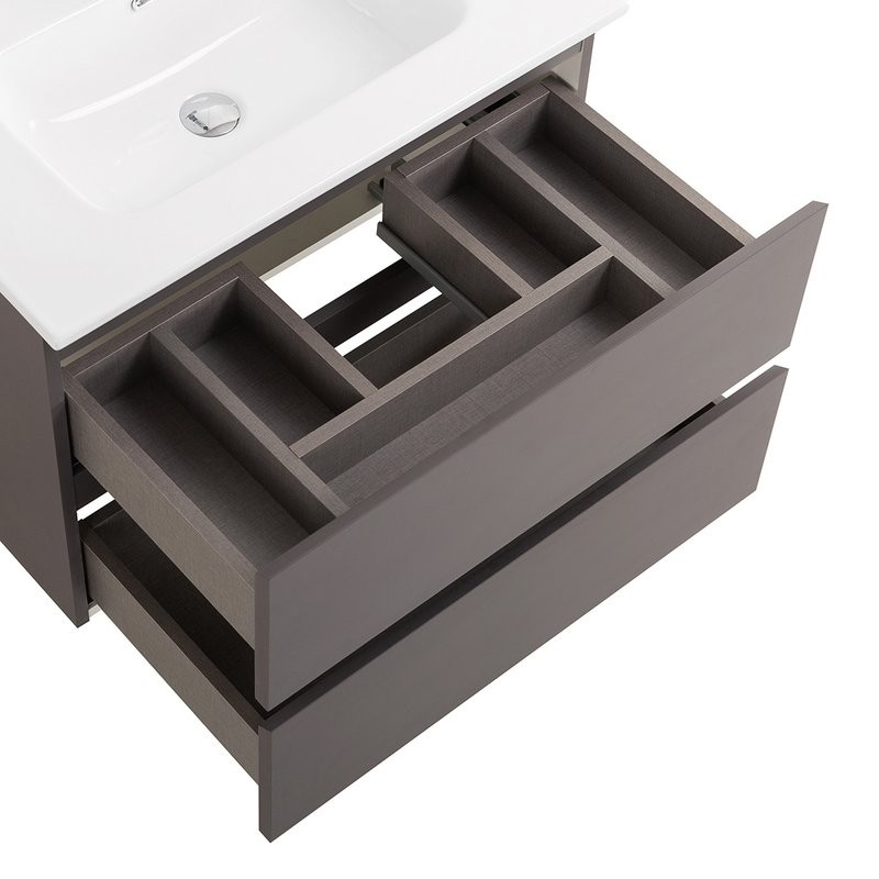 Тумба с раковиной BelBagno Kraft 39 70 подвесная, матовая темно-серая, раковина bb700/390etl