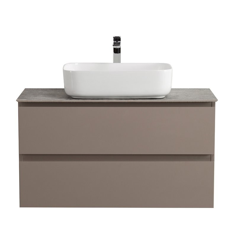 Тумба с раковиной BelBagno Kraft 100 подвесная, матовая бежевая, столешница kep-100-grn, раковина BB1304