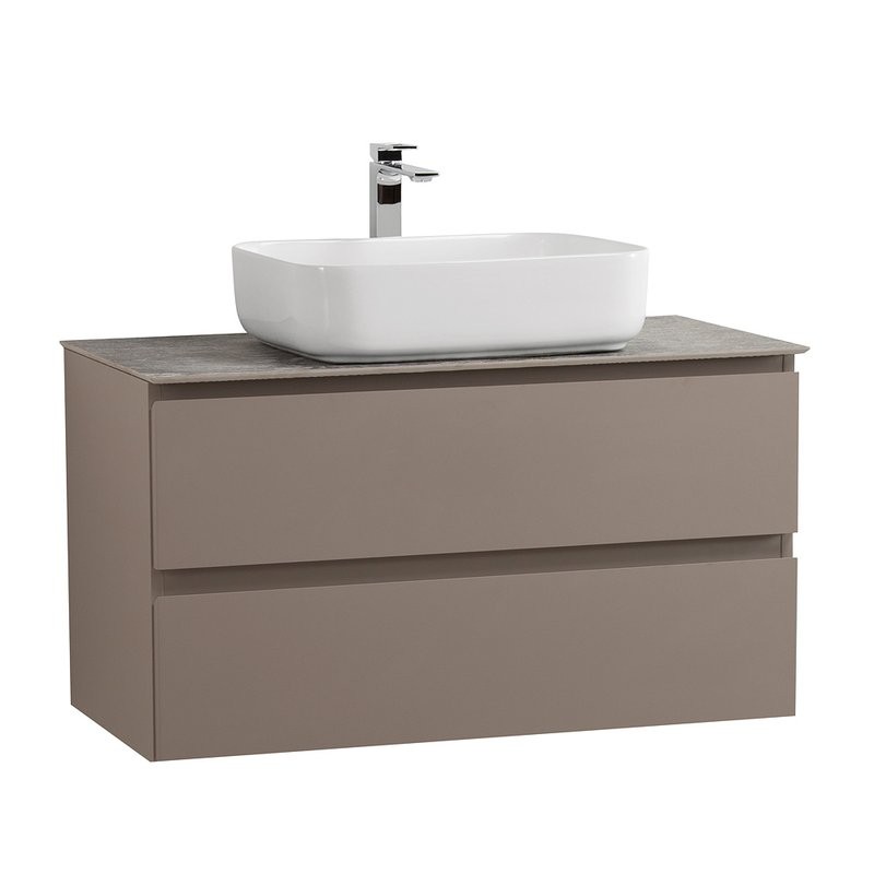 Тумба с раковиной BelBagno Kraft 100 подвесная, матовая бежевая, столешница kep-100-grn, раковина BB1304