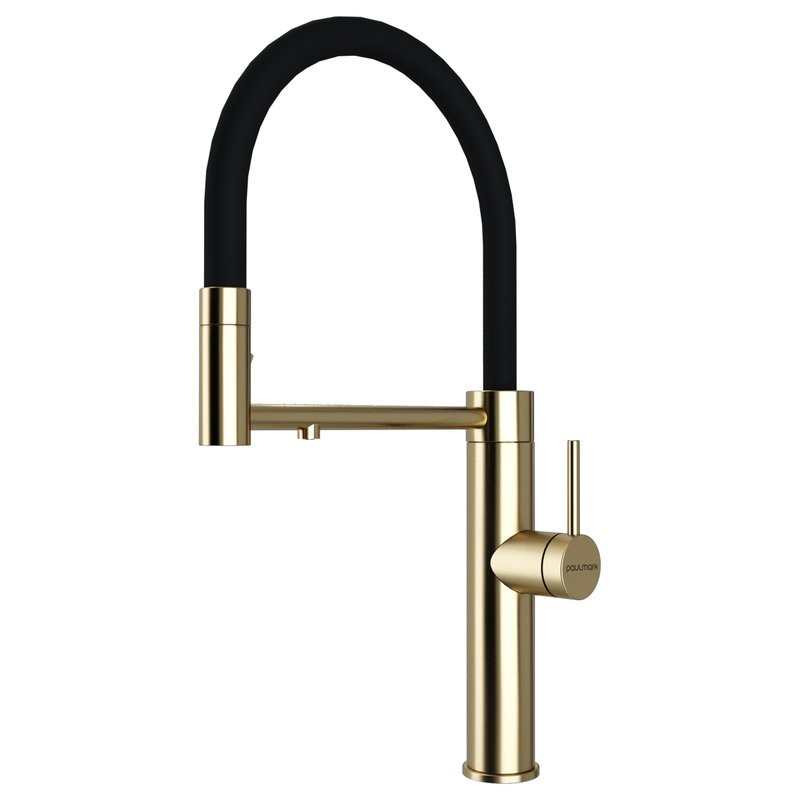 Смеситель для кухни Paulmark Ganymede Ga213199-LG с гибким изливом, светлое золото