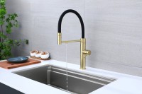 Смеситель для кухни Paulmark Ganymede Ga213199-LG с гибким изливом, светлое золото