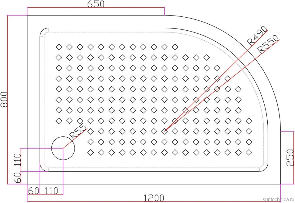 Поддон для душа Cezares Tray TRAY-A-RH-120/80-550-15-W-L R120х80 L, с сифоном