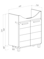 Тумба под раковину без столешницы Runo Эрика 75 напольная, глянцевая белая