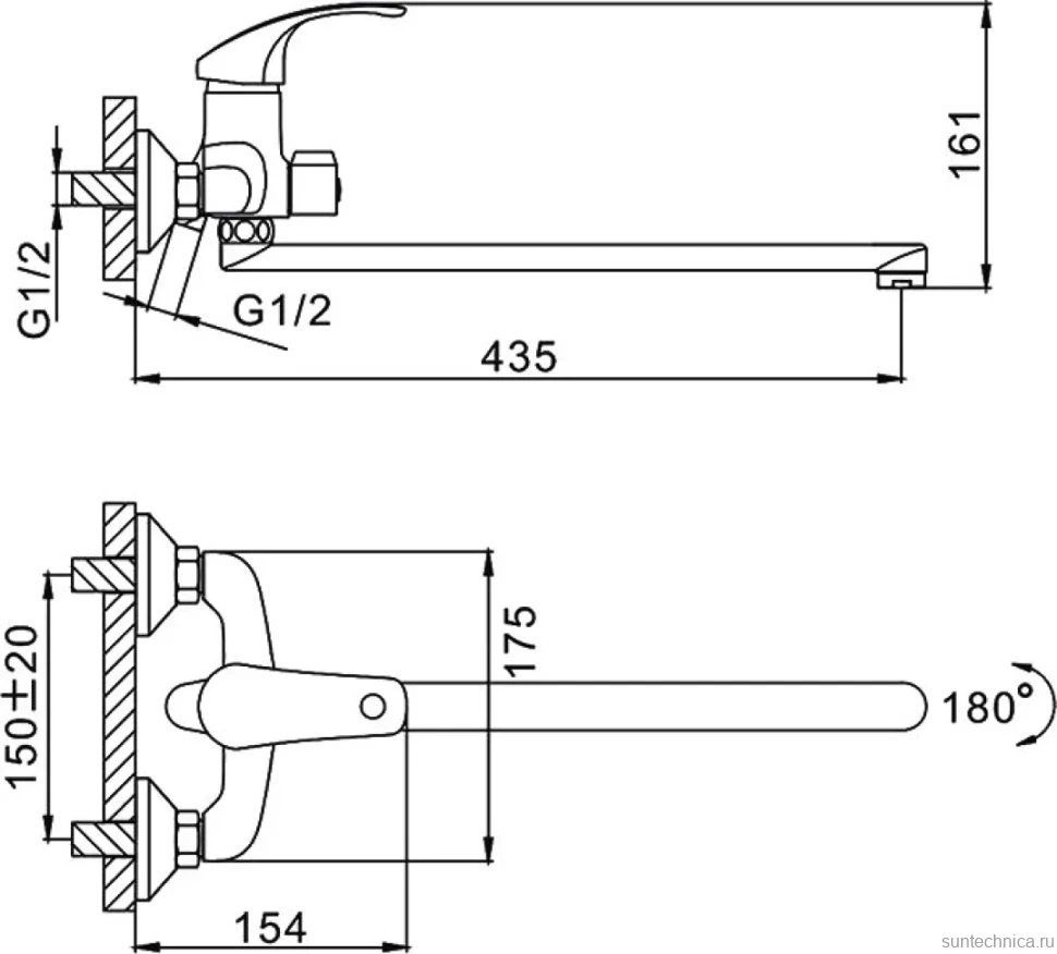 Смеситель с длинным изливом для ванны Frap H36 F2236