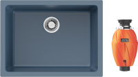 Комплект Мойка Omoikiri Okinoshima 61-U/I-SB smoky blue + Измельчитель Nagare 750