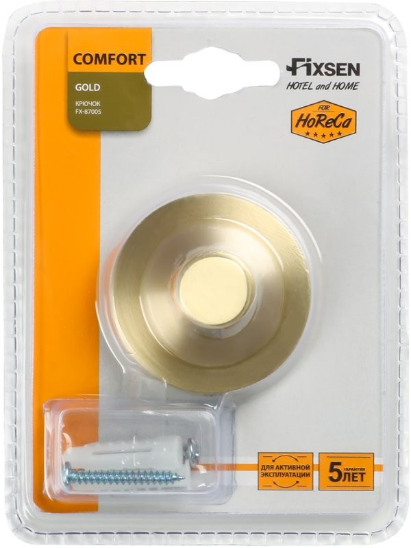 Крючок Fixsen Comfort Gold FX-87005 одинарный, золото сатин