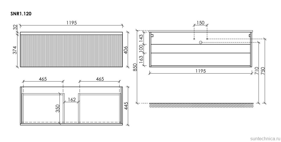 Тумба под раковину без столешницы Sancos Snob R 1.0 120 SNR1.0120LW bianco