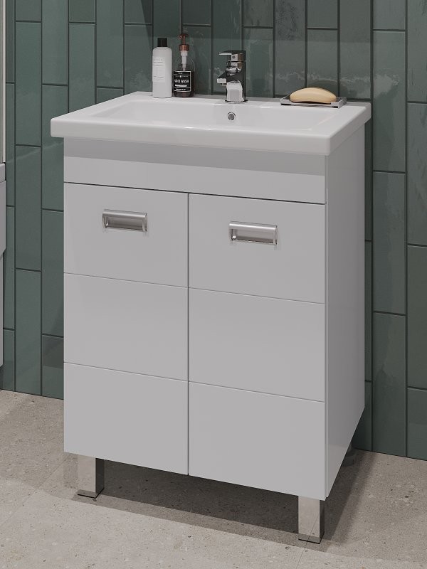 Тумба с раковиной Orange Таис 60 напольная, белый глянец