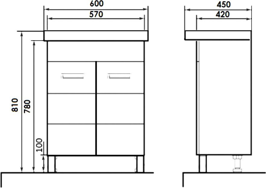 Тумба с раковиной Orange Таис 60 напольная, белый глянец