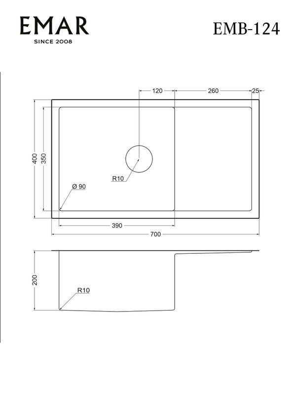 Мойка кухонная Emar PVD EMB-124 Satine