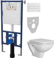 Комплект Унитаз подвесной DIWO Сочи 7508N003-0079 безободковый + Крышка Yakut 0344 быстросъемное, с микролифтом + Инсталляция + Кнопка 7320 белая
