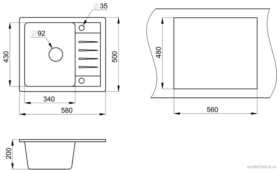 Мойка кухонная Granula Standart 5803, графит