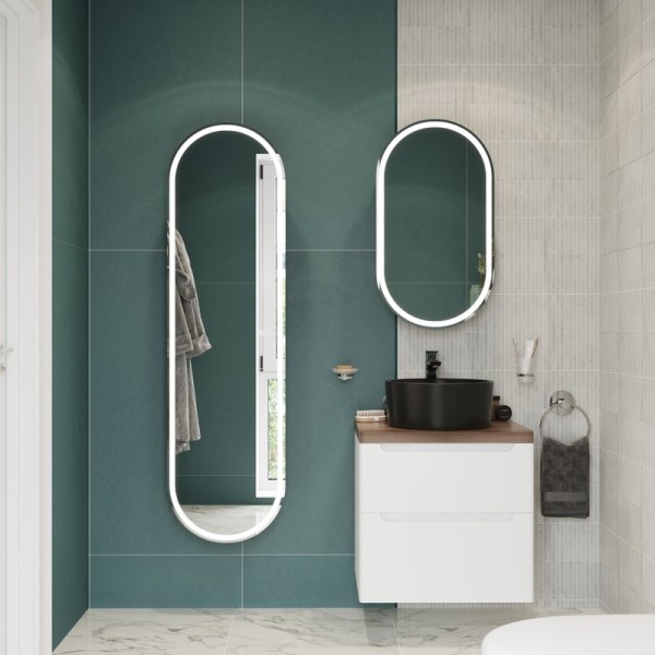 Мебель для ванной комнаты STWORKI Берген 60 белая с темной столешницей, с раковиной на выбор