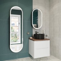 Мебель для ванной комнаты STWORKI Берген 60 белая с темной столешницей, с раковиной на выбор