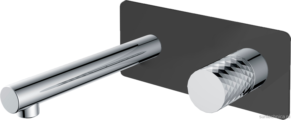Смеситель для раковины Boheme Stick 125-BCR С ВНУТРЕННЕЙ ЧАСТЬЮ, black, diamond chrome