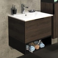 Тумба с раковиной Comforty Франкфурт 60 подвесная, дуб шоколадно-коричневый