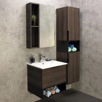 Тумба с раковиной Comforty Франкфурт 60 подвесная, дуб шоколадно-коричневый