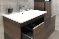 Тумба с раковиной Comforty Франкфурт 60 подвесная, дуб шоколадно-коричневый