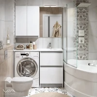 Мебель для ванной комнаты Alavann Soft Silver 120 R под стиральную машину, белая