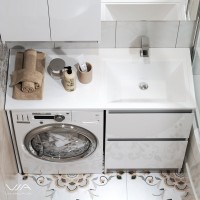 Мебель для ванной комнаты Alavann Soft Silver 120 R под стиральную машину, белая