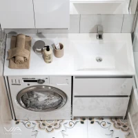 Мебель для ванной комнаты Alavann Soft Silver 120 R под стиральную машину, белая