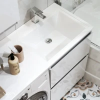 Мебель для ванной комнаты Alavann Soft Silver 120 R под стиральную машину, белая