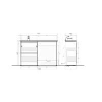 Мебель для ванной комнаты Alavann Soft Silver 120 R под стиральную машину, белая