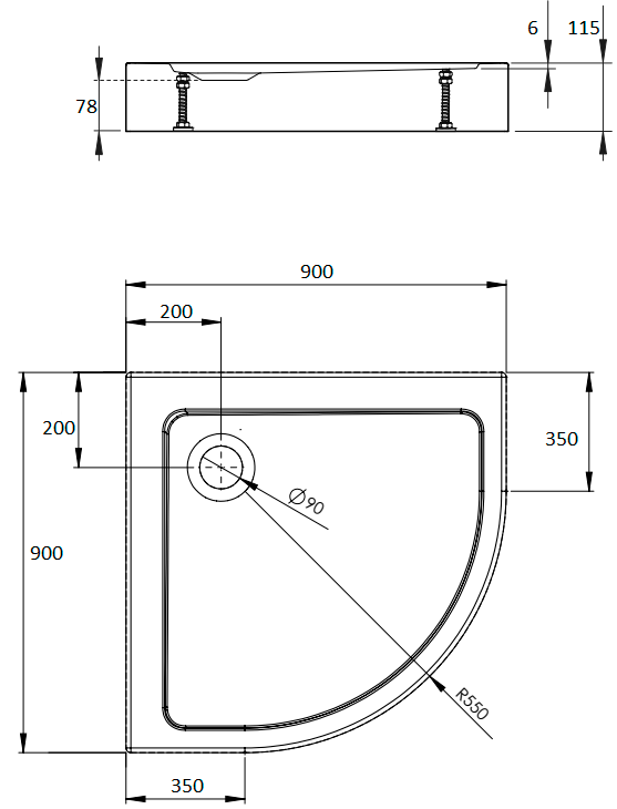 Поддон для душа Radaway Doros A Compact 90x90 с сифоном