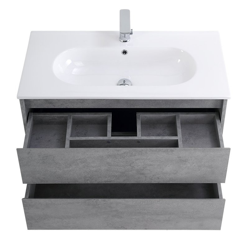Тумба с раковиной BelBagno Kraft 80 подвесная, 2 ящика, cemento grigio
