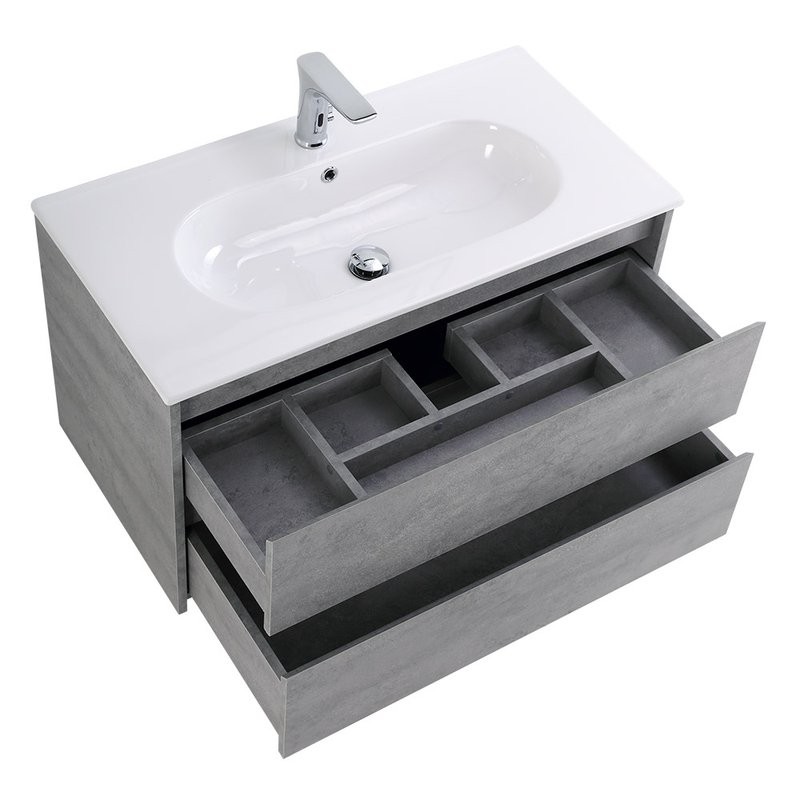 Тумба с раковиной BelBagno Kraft 80 подвесная, 2 ящика, cemento grigio