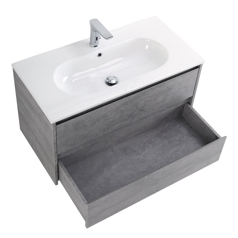 Тумба с раковиной BelBagno Kraft 80 подвесная, 2 ящика, cemento grigio