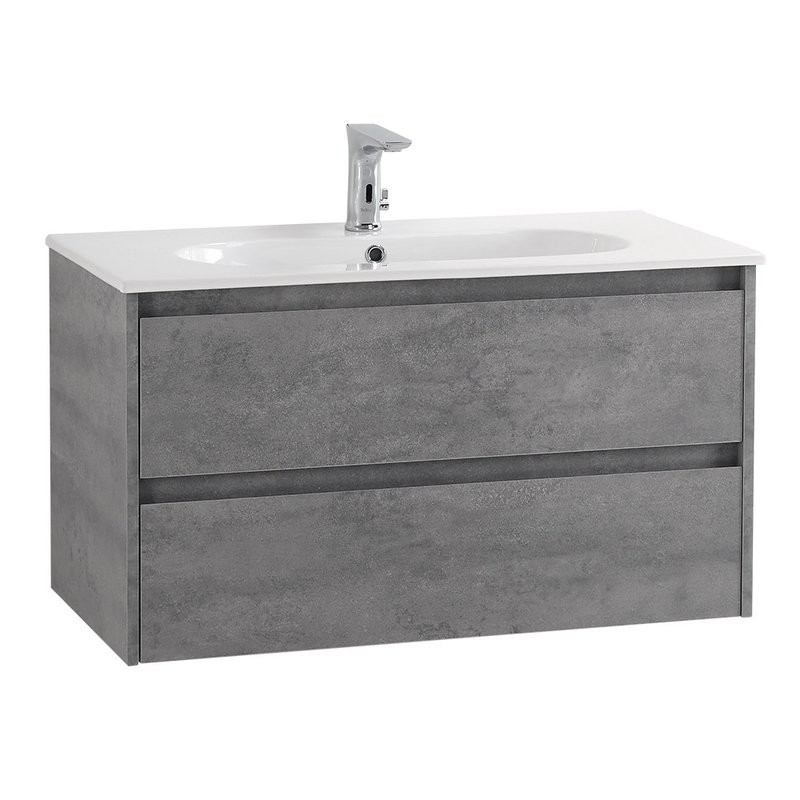 Тумба с раковиной BelBagno Kraft 80 подвесная, 2 ящика, cemento grigio