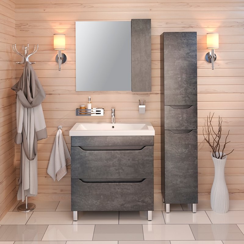 Зеркало Emmy Стоун R 80 серый бетон