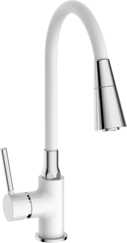 Смеситель для кухни Frap H44-8 F4044-8 с гибким изливом, белый