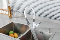 Смеситель для кухни Frap H44-8 F4044-8 с гибким изливом, белый