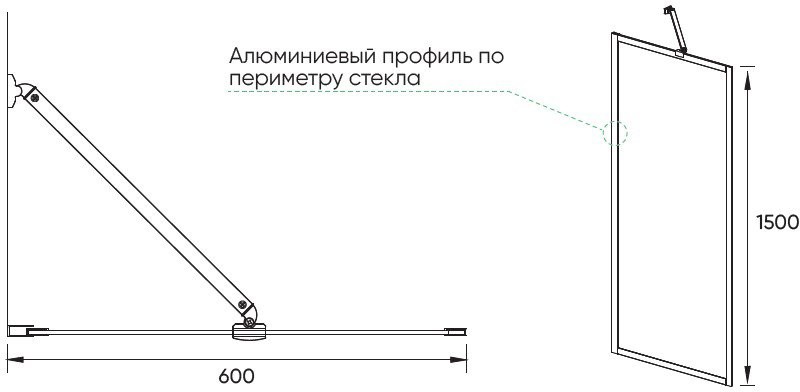 Шторка на ванну Veconi Palau PL85GR-60-01-C8 60x150, брашированный графит