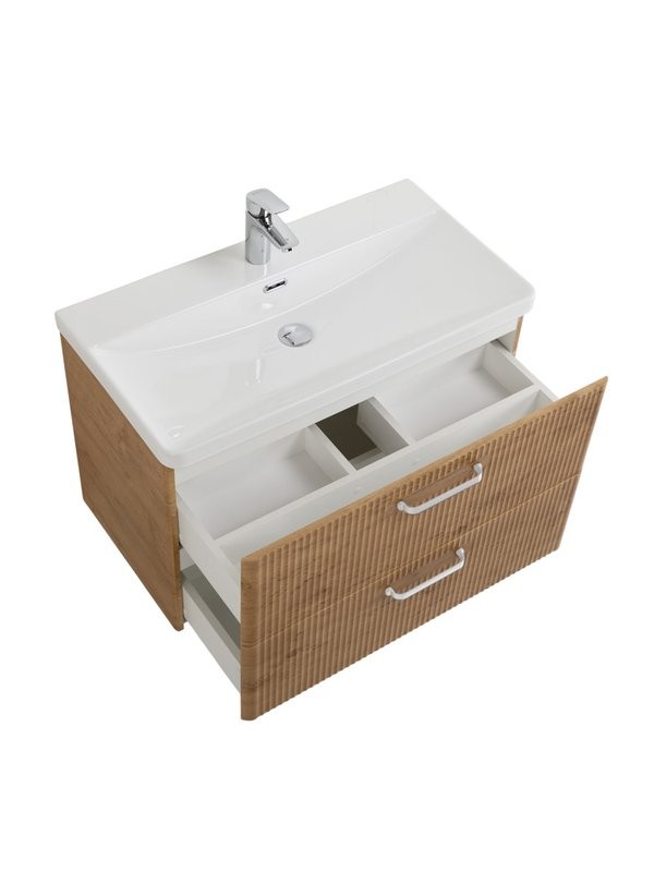 Мебель для ванной комнаты BelBagno Due 80 ручки белые, rovere nature