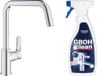Смеситель для кухни Grohe Eurosmart 30567000 + средство для металлических поверхностей Grohe Grohclean 48166000 500 мл