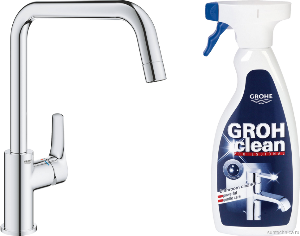 Смеситель для кухни Grohe Eurosmart 30567000 + средство для металлических поверхностей Grohe Grohclean 48166000 500 мл