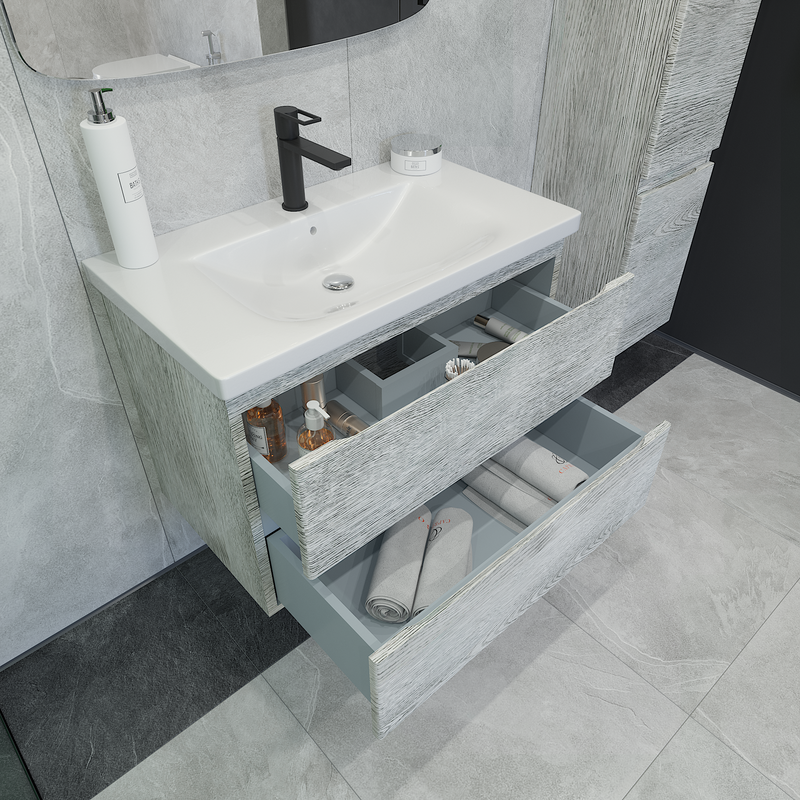 Тумба под раковину без столешницы Caprigo Forte 80 подвесная, белый клен