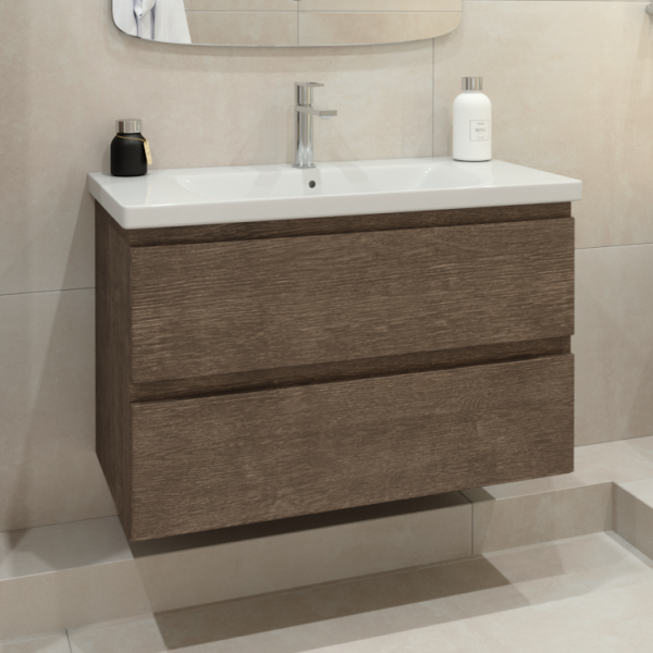 Тумба с раковиной Caprigo Forte 90 подвесная, шоколадный орех