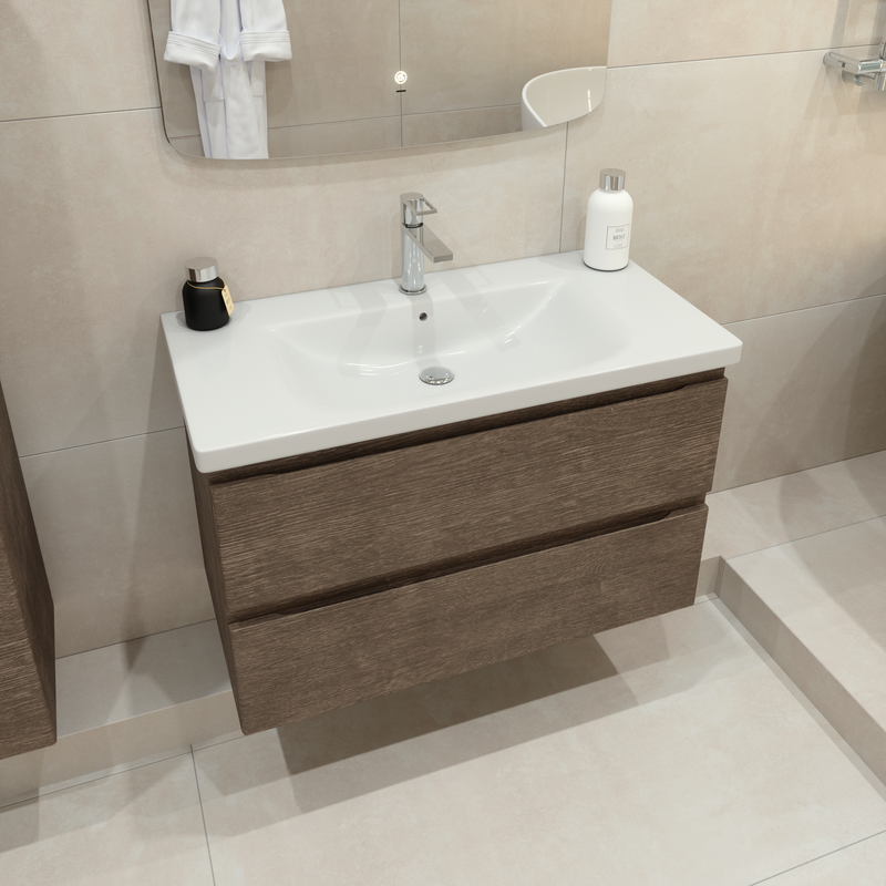 Тумба с раковиной Caprigo Forte 90 подвесная, шоколадный орех