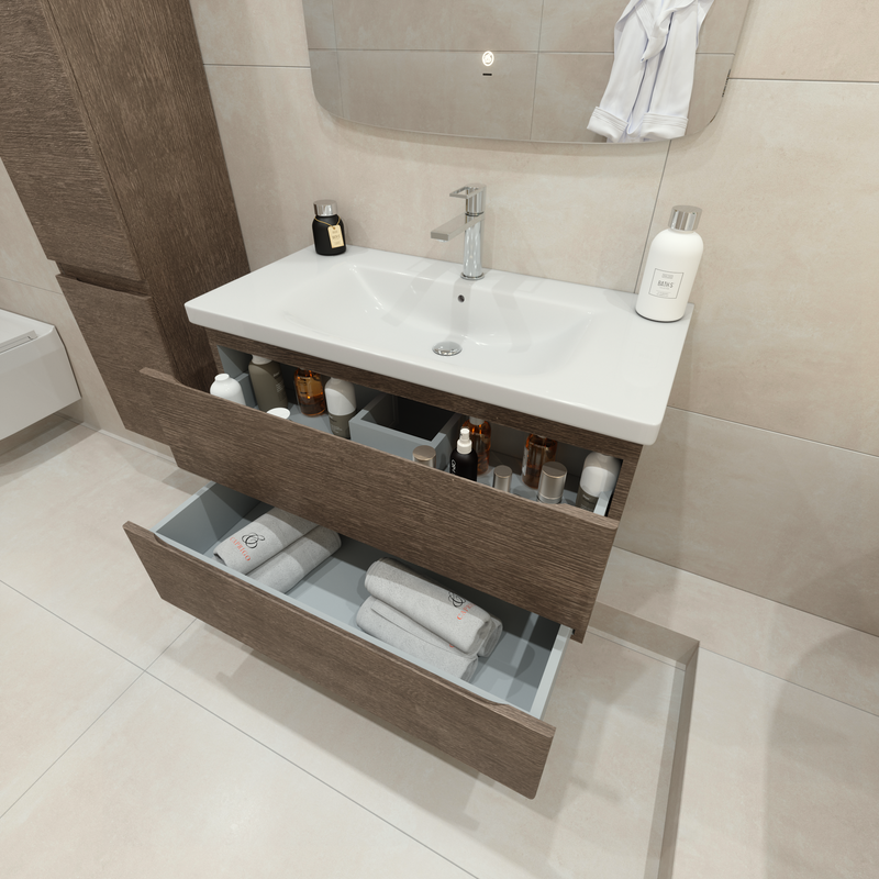 Тумба с раковиной Caprigo Forte 90 подвесная, шоколадный орех