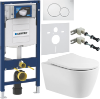 Комплект Унитаз подвесной BelBagno Marino BB105CHR безободковый + Крышка BB2031SC с микролифтом, петли хром + Инсталляция Geberit Duofix UP 320 111.300.00.5 + Кнопка Sigma 01 115.770.11.5 белая + Крепления 111.815.00.1 к стене + Звукоизоляция