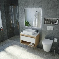 Тумба с раковиной Teymi Ritta 65 дуб эврика, матовая белая, раковина Helmi 50