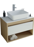 Тумба с раковиной Teymi Ritta 65 дуб эврика, матовая белая, раковина Helmi 50