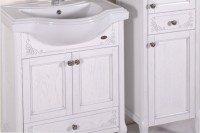 Тумба с раковиной ASB-Woodline Салерно 65 белая, патина серебро