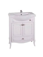 Тумба с раковиной ASB-Woodline Салерно 65 белая, патина серебро