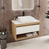 Тумба с раковиной Teymi Ritta 85 дуб эврика, матовая белая, раковина Helmi 50