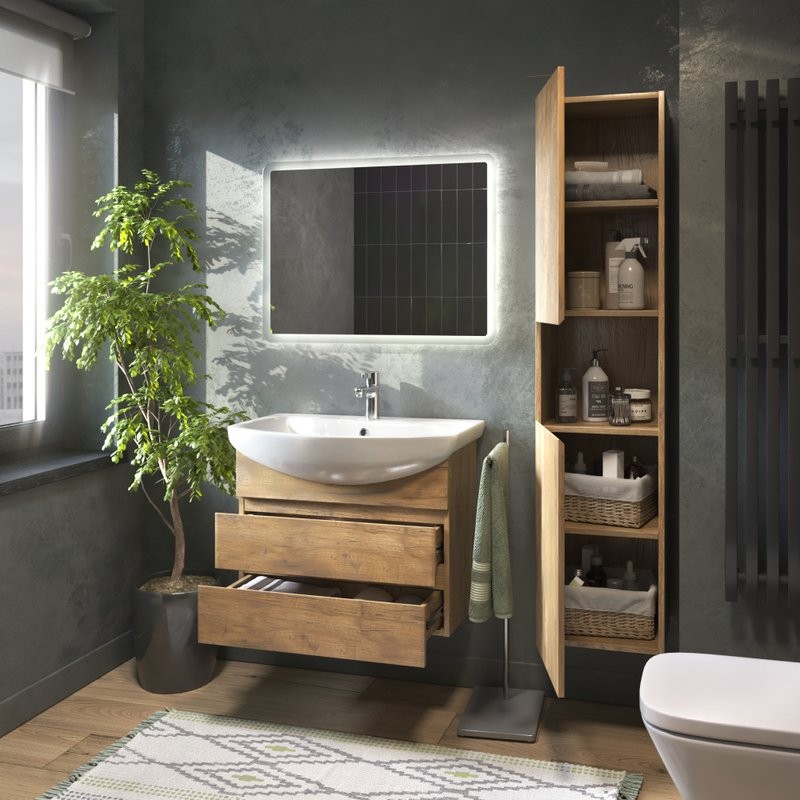 Мебель для ванной комнаты Vigo Wing 70 подвесная, дуб золотой, раковина Балтика 70